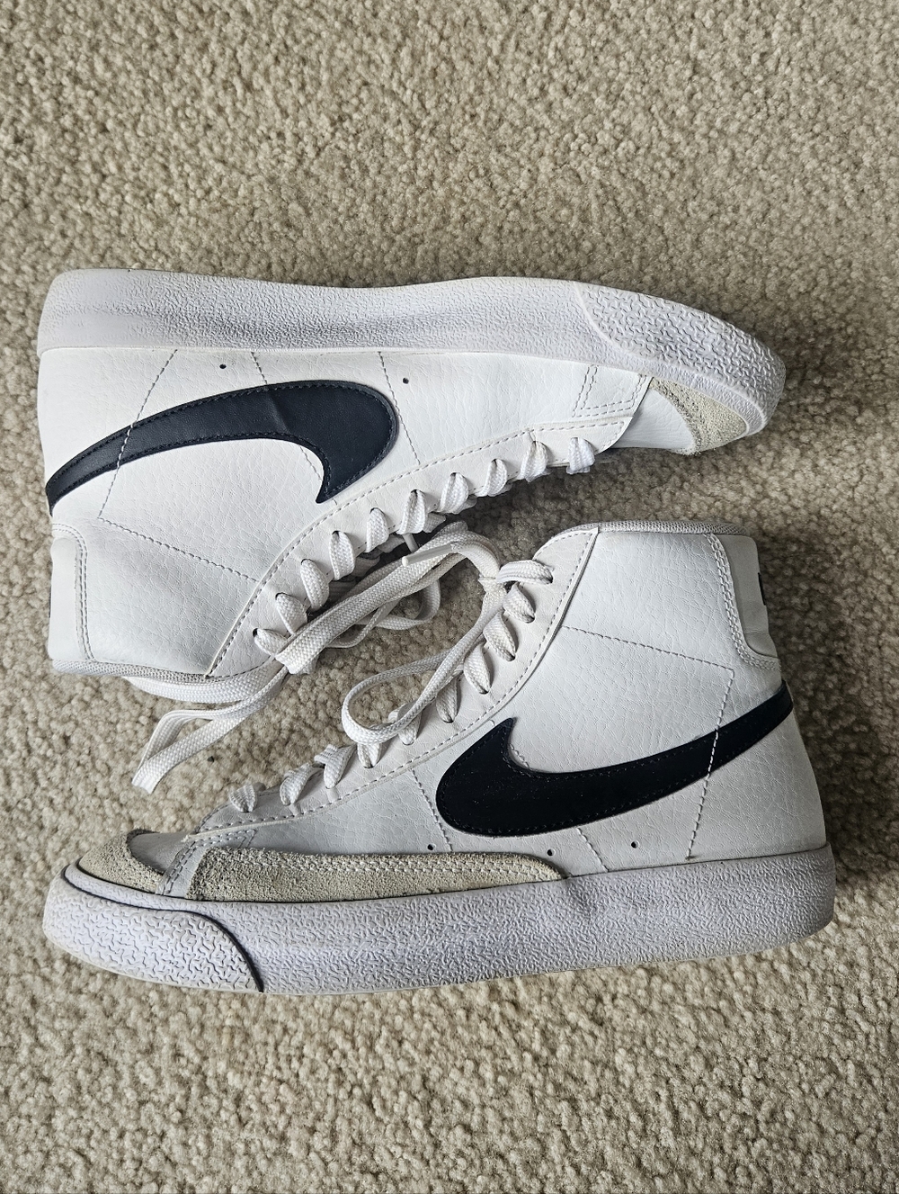 Nike Blazer Mid '77 Vintage Sneakers  High Tops White Black 5.5 Y or Womens 7 - Picture 5 of 10
